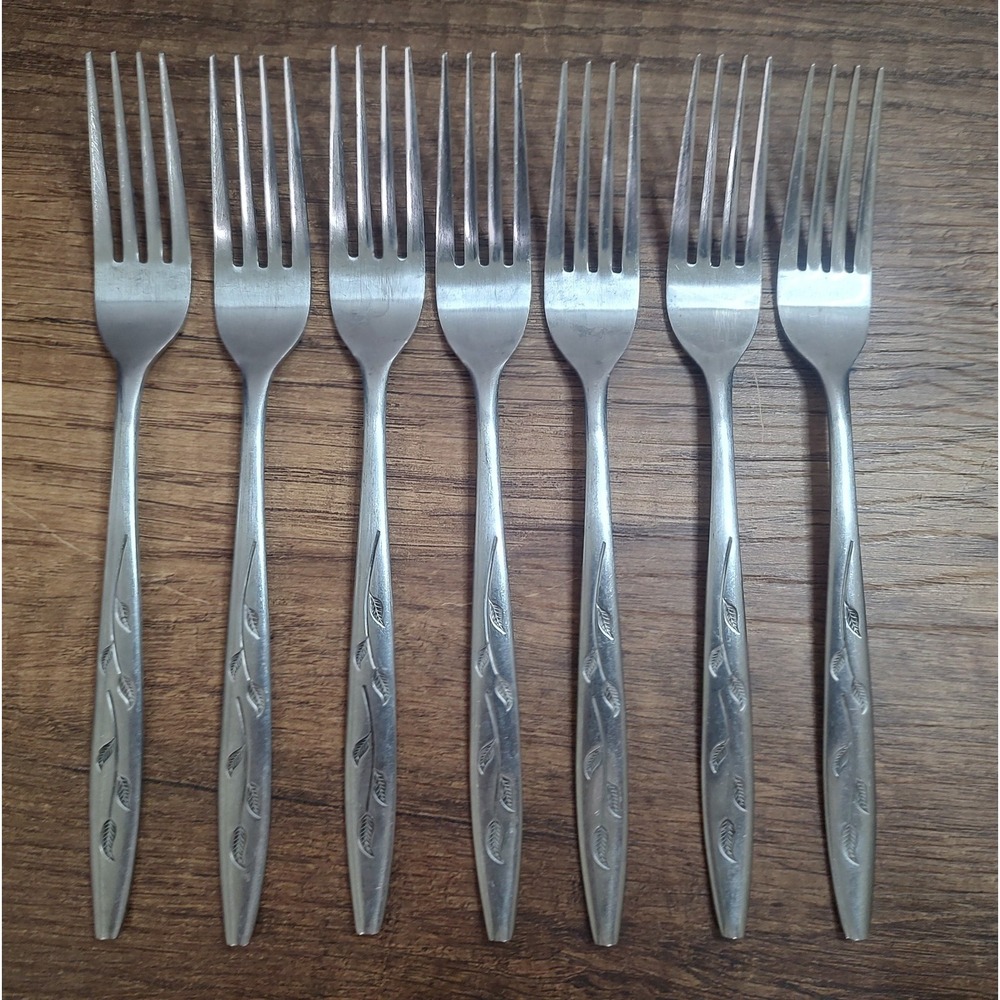 Nasco Stainless Flatware Haiti Pattern Lot of 7 Forks 7¼"